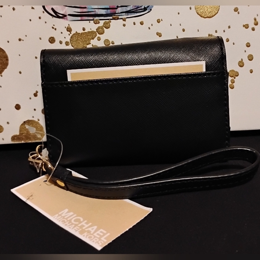 MK Black iPhone Card Holder Wristlet BNWT - Picture 2 of 3